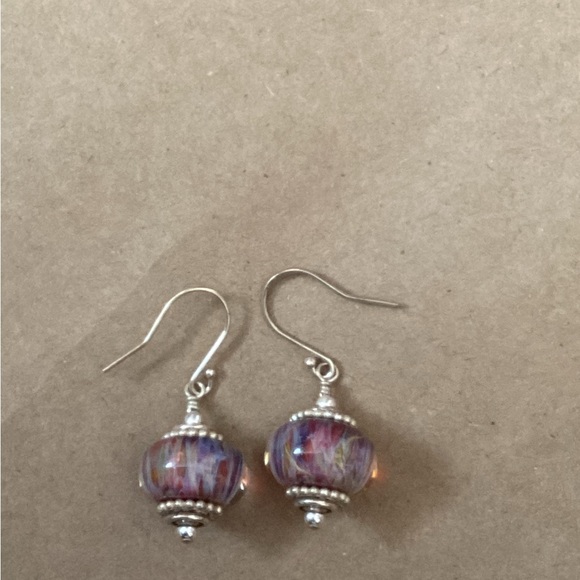 Sale - Beautiful Artisan Lampwork Glass Sterling Silver Earrings - Picture 3 of 3